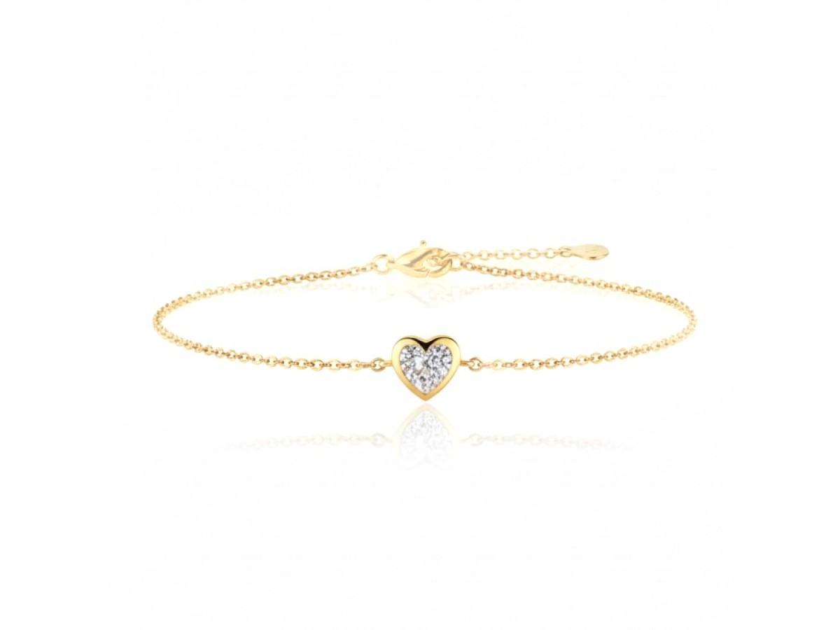 Pulseira Coração Anatômico Cristal Banho de Ouro18k.
