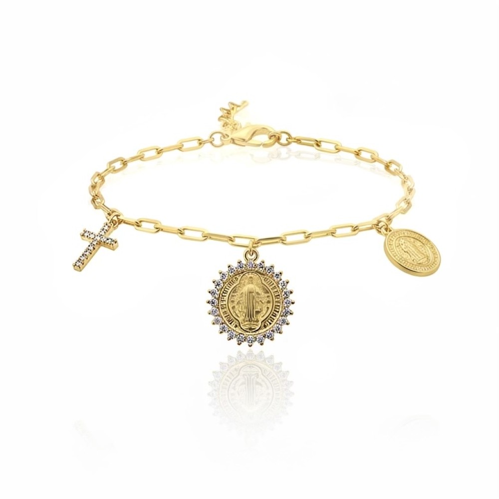 Pulseira São Bento Proteção Banho de Ouro 18k. Pulseira São Bento Proteção Banho de Ouro 18k.