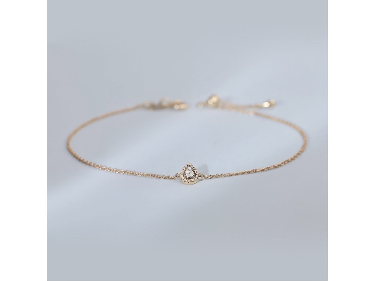 Pulseira Gota Cristal Cravejada Banho de Ouro18k.