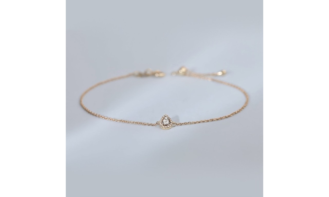 Pulseira Gota Cristal Cravejada Banho de Ouro18k.