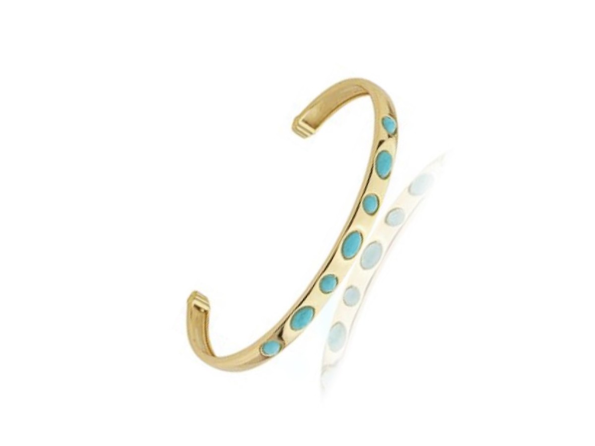 Pulseira Turquesa Bracelete Banho de Ouro 18k.