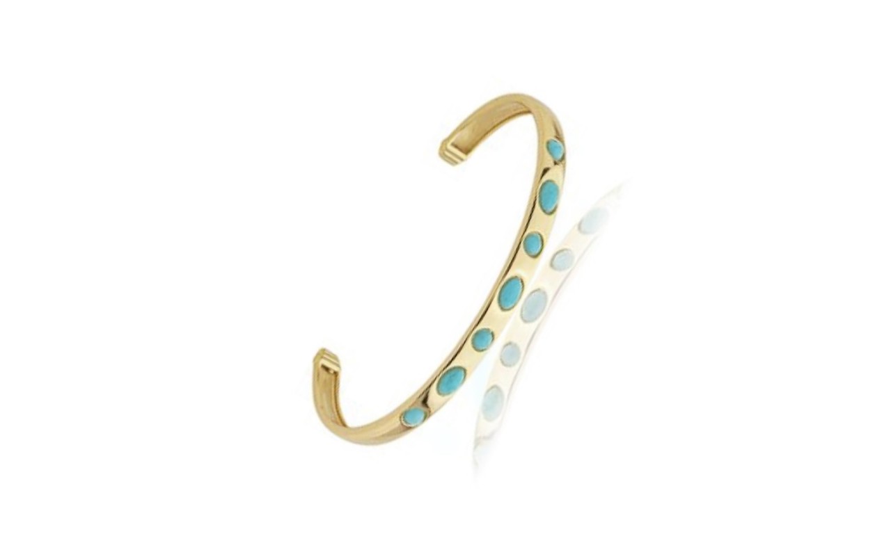 Pulseira Turquesa Bracelete Banho de Ouro 18k.