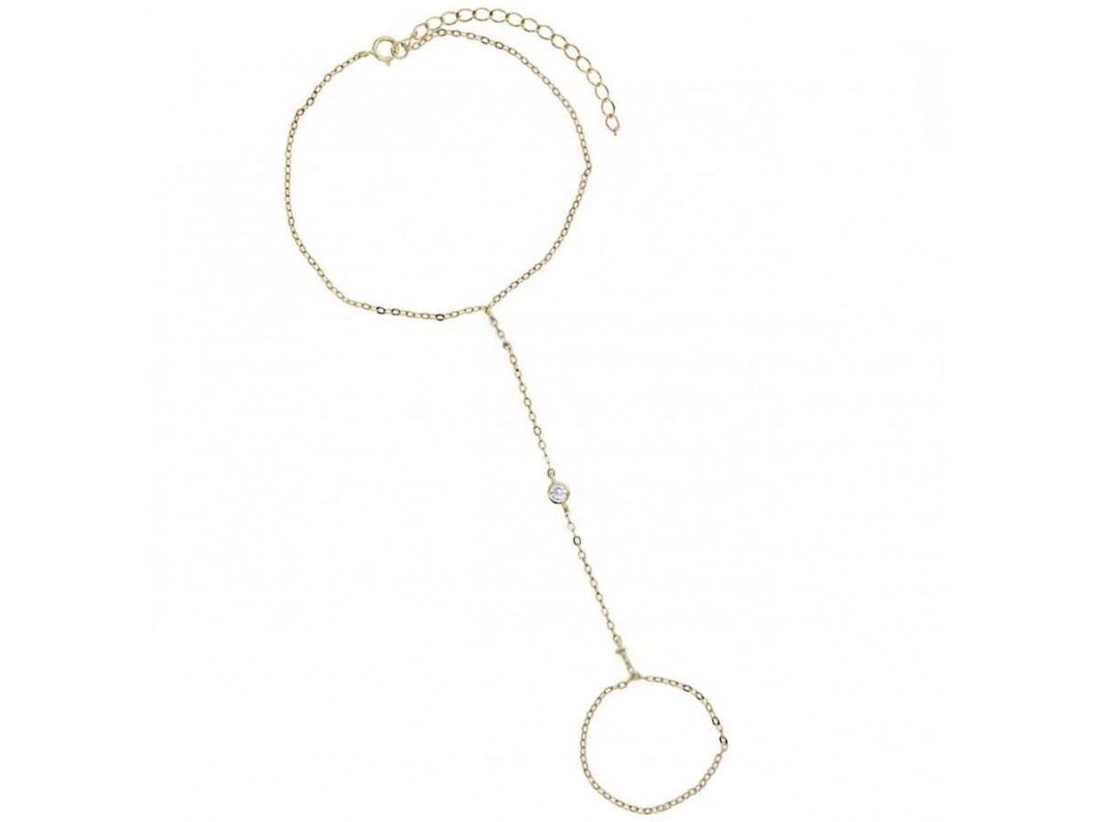 Pulseira de Mão Ponto de Luz Banho de Ouro 18k.