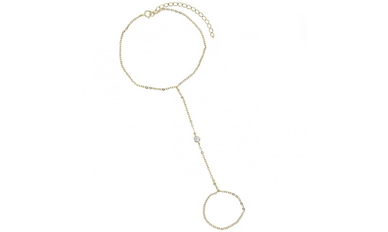 Pulseira de Mão Ponto de Luz Banho de Ouro 18k.