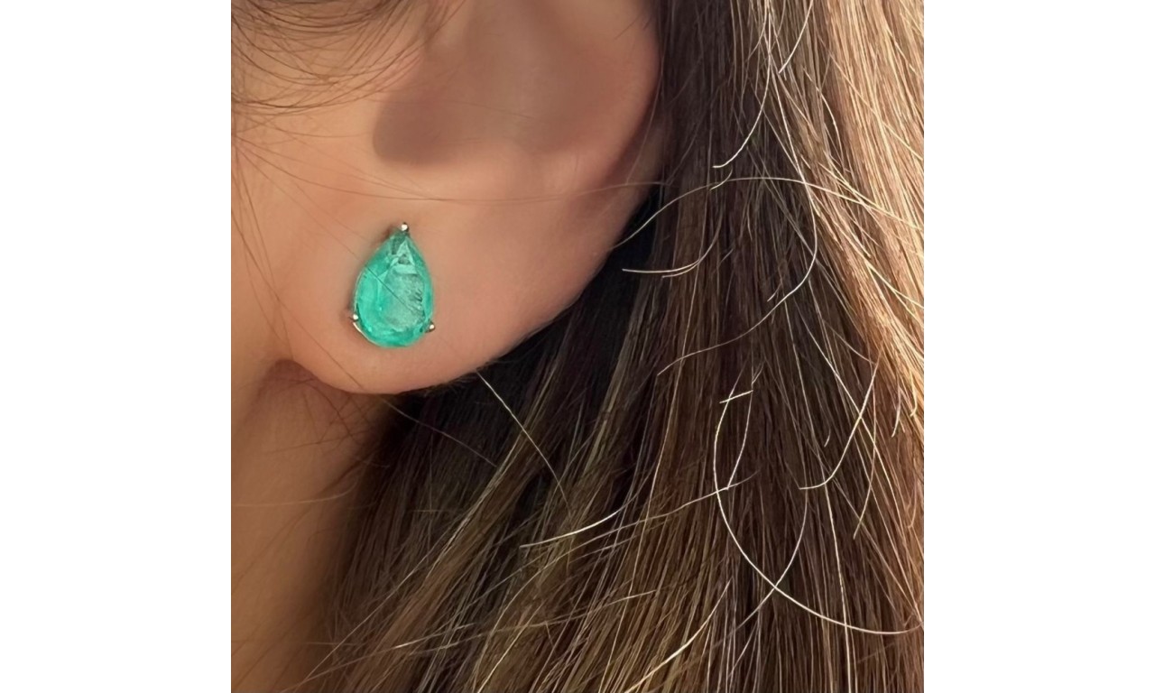 Brinco Gota Turmalina Fusion Ródio Branco.