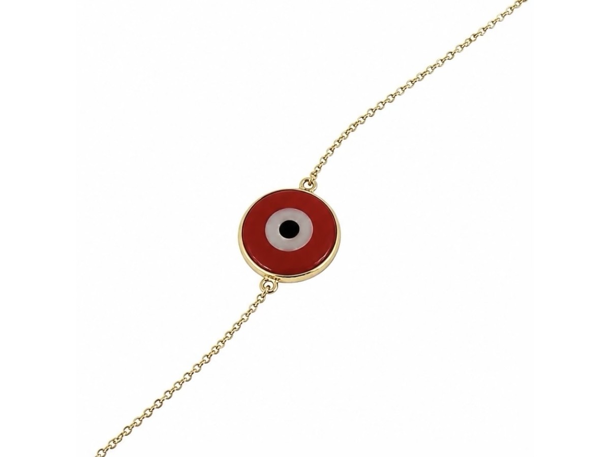 Pulseira Olho Grego Vermelha Prata 925.
