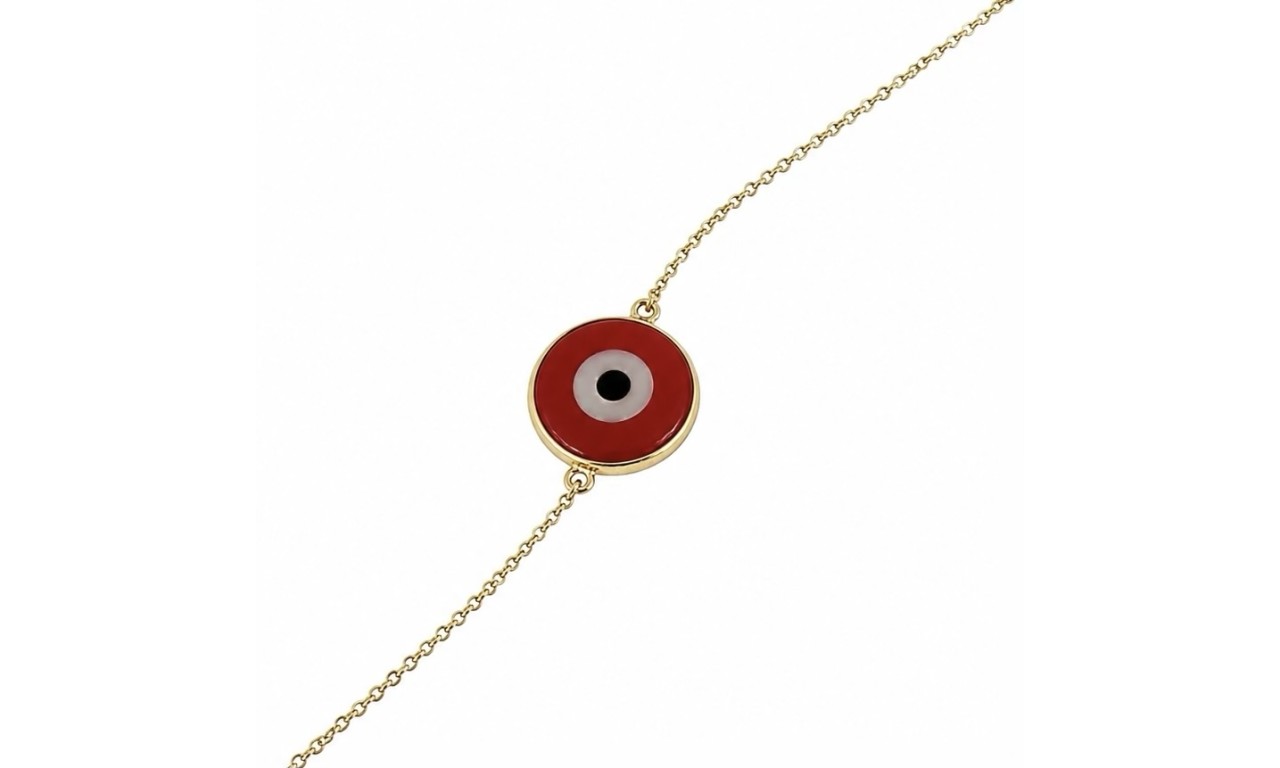 Pulseira Olho Grego Vermelha Prata 925.