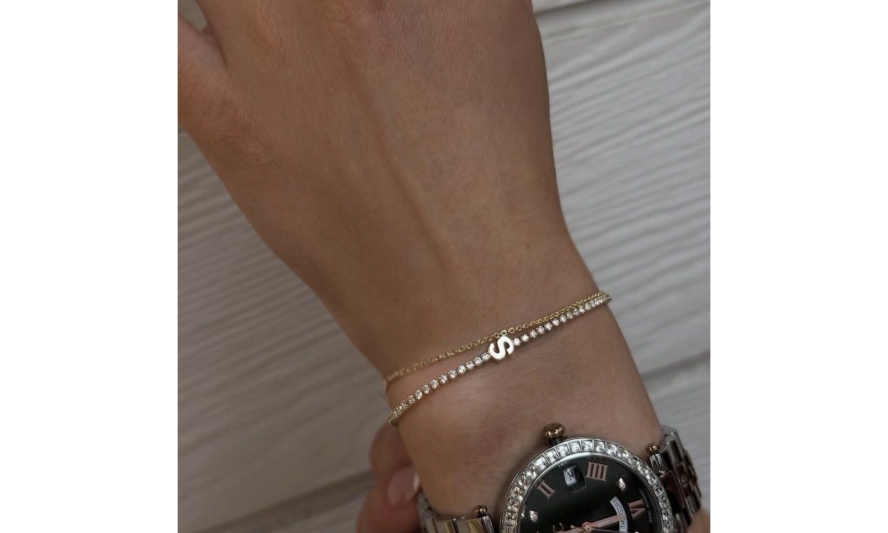 Pulseira Inicial Riviera Banho de Ouro 18k.