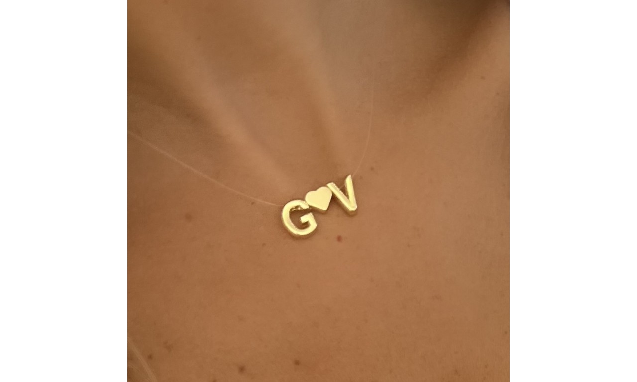 Colar Personalizado Coração Banho de Ouro 18k ou Ródio Branco.