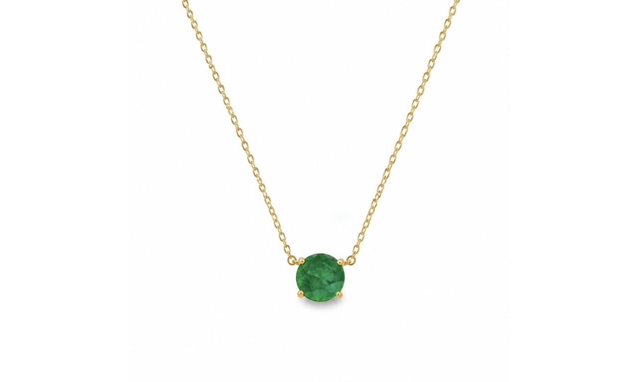 Colar Solitário Esmeralda Fusion Banho de Ouro 18k.