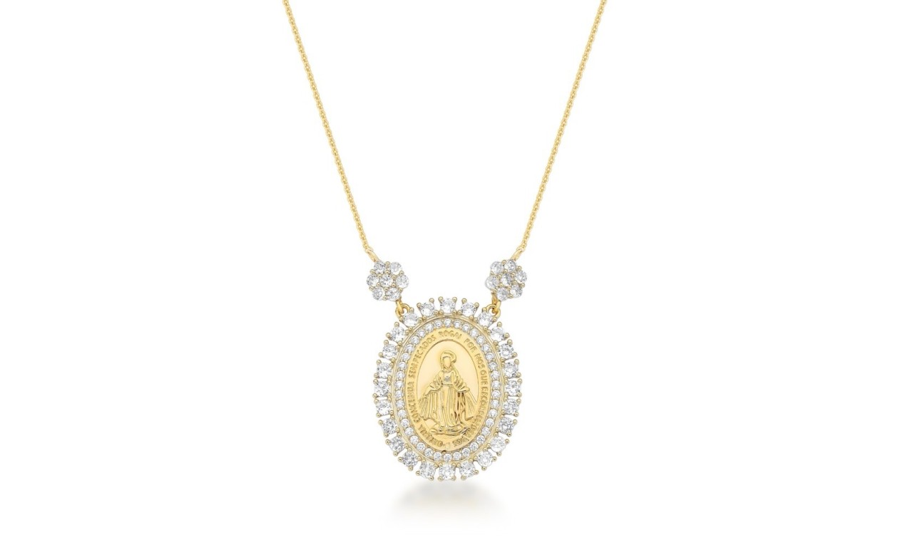 Colar Medalha Nossa Senhora Banho de Ouro 18k. Colar Medalha Nossa Senhora Banho de Ouro 18k.