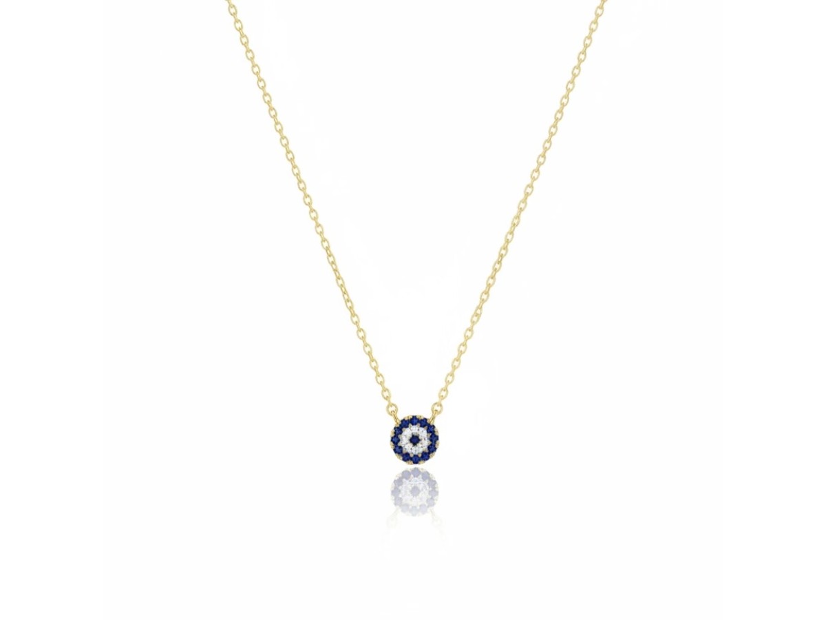 Colar Olho Grego Básico Banho de Ouro 18k ou Ródio Branco,