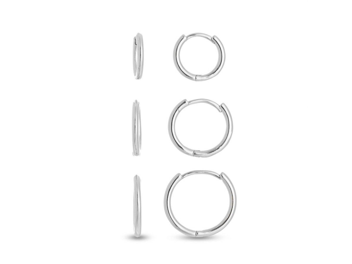 Brinco Kit Argolas Básicas Ródio Branco.