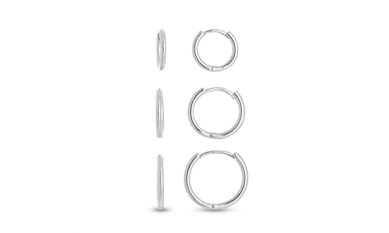 Brinco Kit Argolas Básicas Ródio Branco.