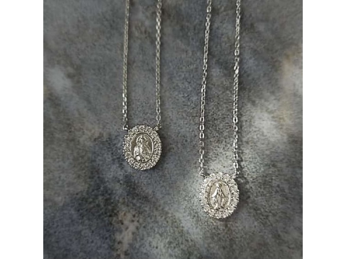 Colar Escapulário Nossa Senhora Banho de Ouro 18k ou Ródio Branco.