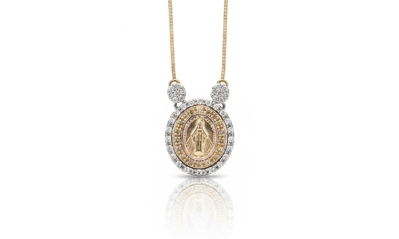 Colar Medalha Nossa Senhora das Graças Luxo.