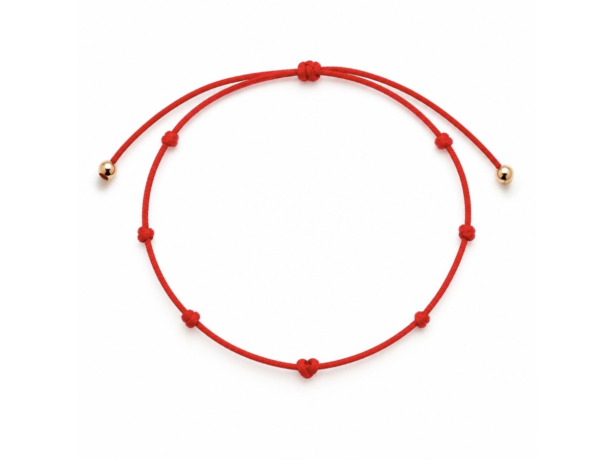 Pulseira 7 Nós Bolinhas em Ouro 18k.