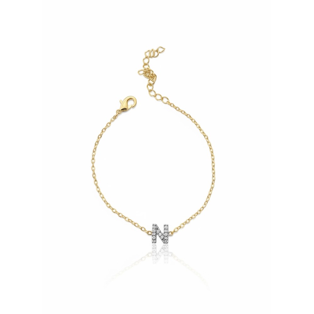 Pulseira Inicial Elos Micro Cravação Duplo Banho. Pulseira Inicial Elos Micro Cravação Duplo Banho.
