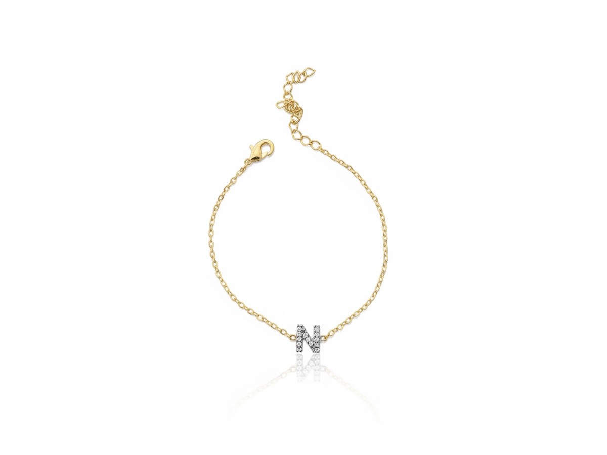 Pulseira Inicial Elos Micro Cravação Duplo Banho.