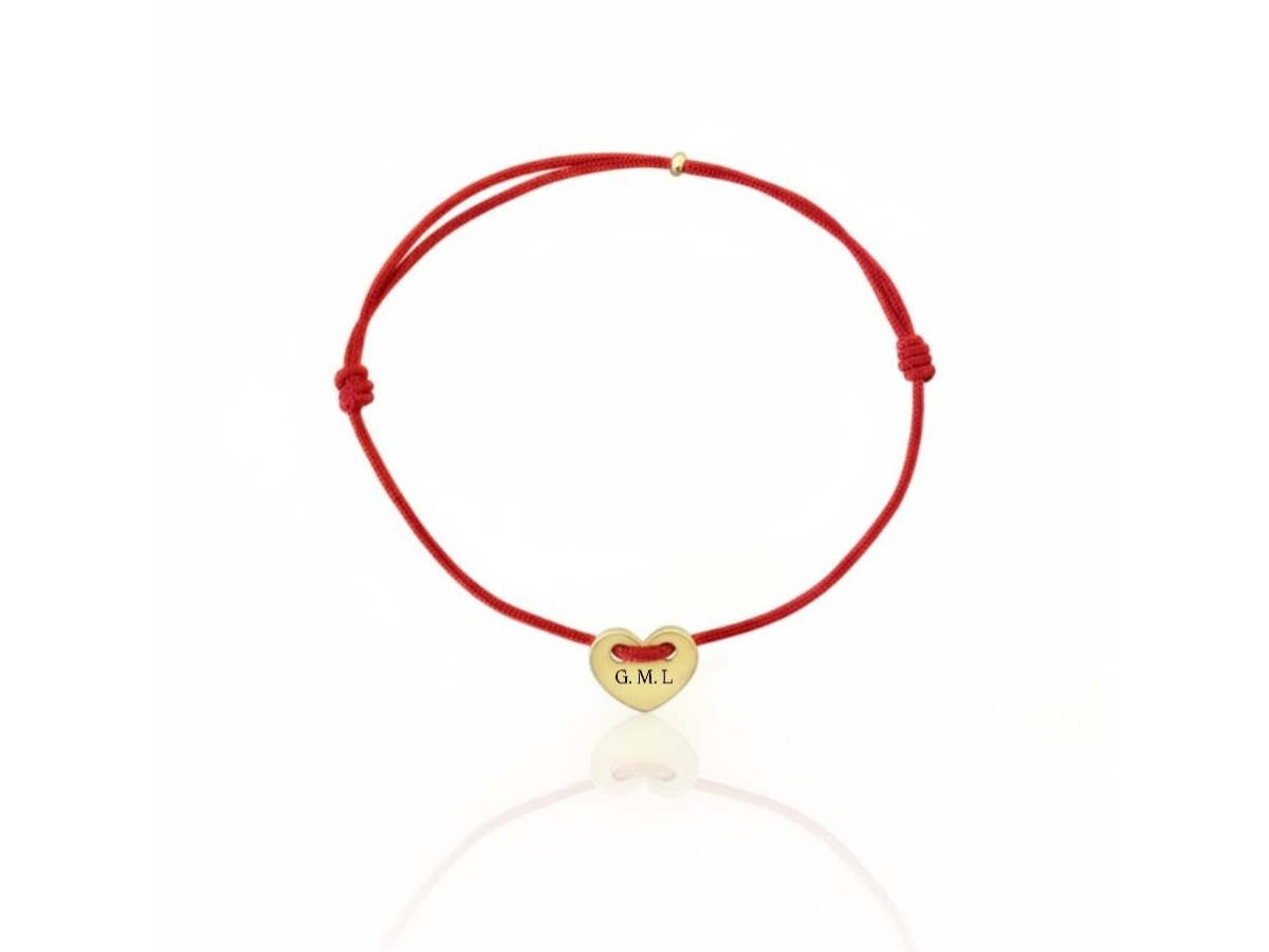 Pulseira Plaquinha Personalizada Vermelha Banho de Ouro 18k