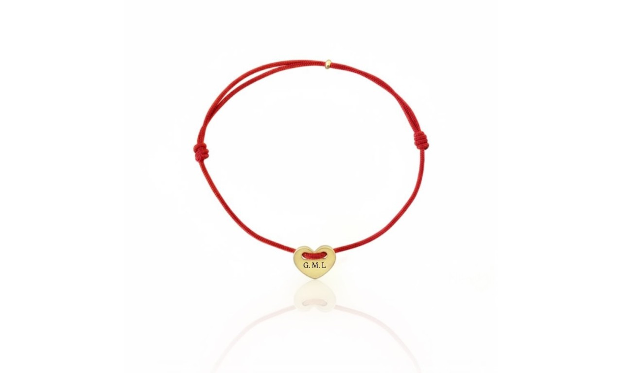 Pulseira Plaquinha Personalizada Vermelha Banho de Ouro 18k