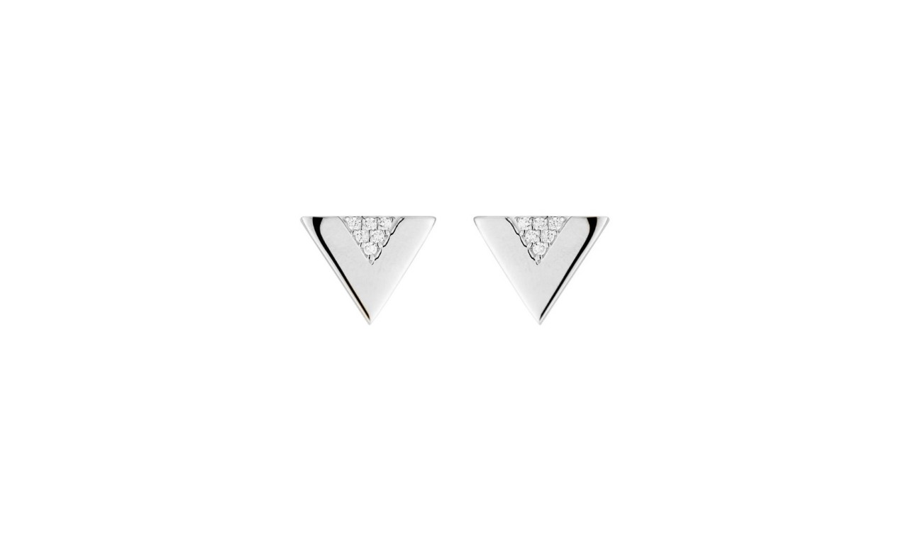 Brinco Triangulo Luxo Ródio Branco.