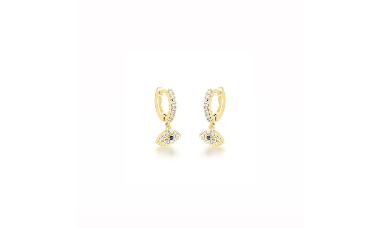 Brinco Argola Olho Grego Banho de Ouro 18k
