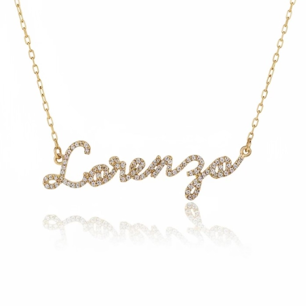 Colar Nome Prata 925 Moissanite Banho de Ouro 18k ou Ródio Branco. Colar Nome Prata 925 Moissanite Banho de Ouro 18k ou Ródio Branco.