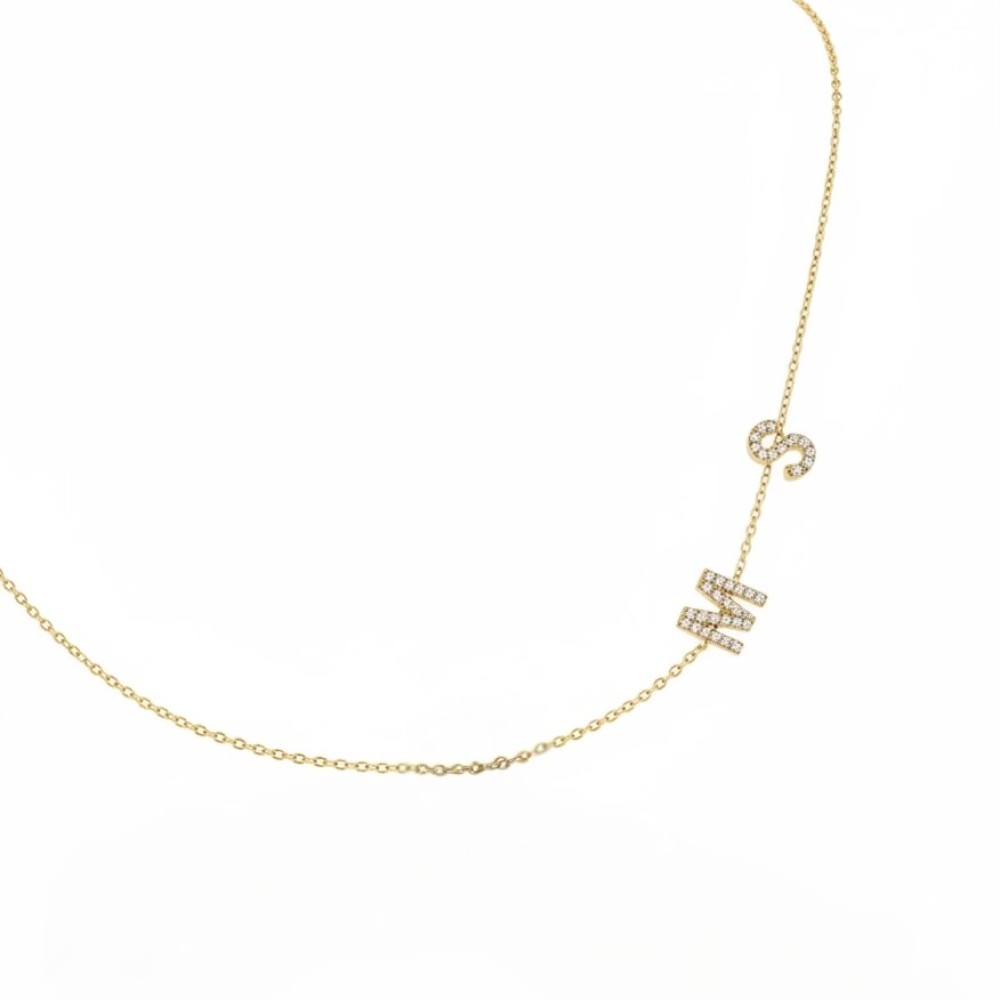 Colar Personalizado Letras Micro Cravação Banho de Ouro 28k. Colar Personalizado Letras Micro Cravação Banho de Ouro 28k.