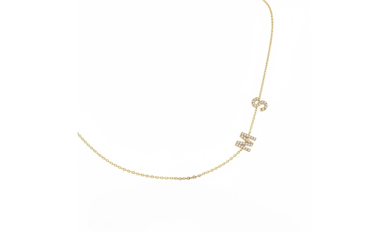 Colar Personalizado Letras Micro Cravação Banho de Ouro 28k.