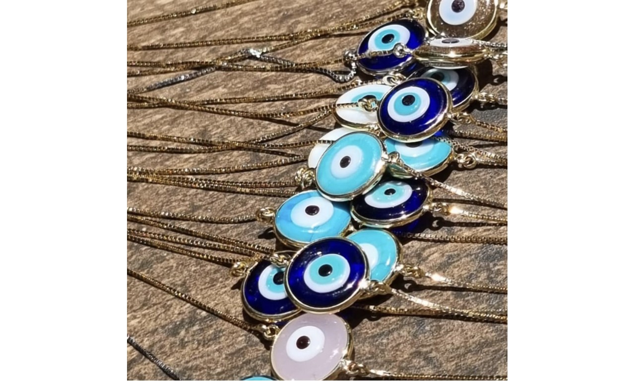 Pulseira Olho Grego Murano Ouro 18k.