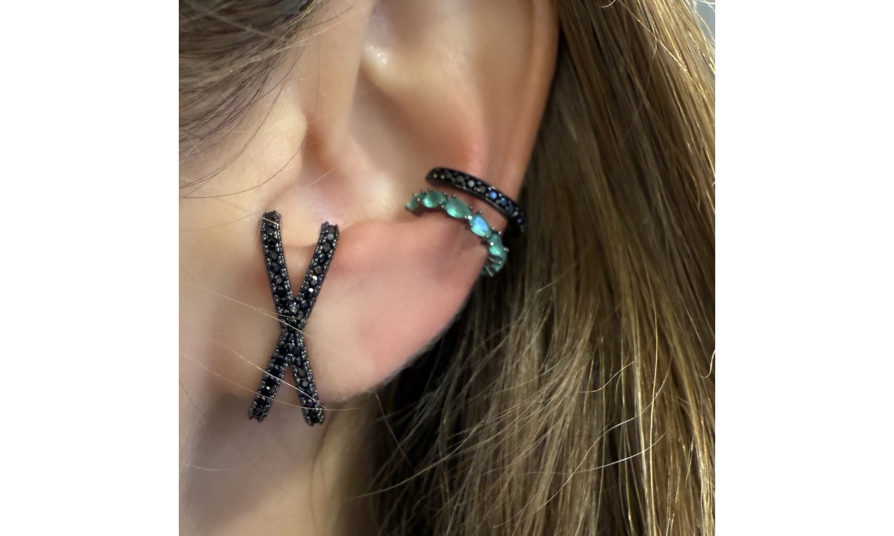 Brinco Ear Hook X Ródio Negro.