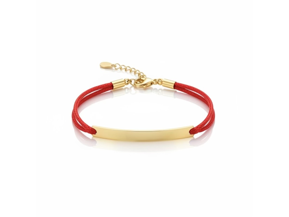 Pulseira Plaquinha Personalizada Alongada Banho de Ouro 18k