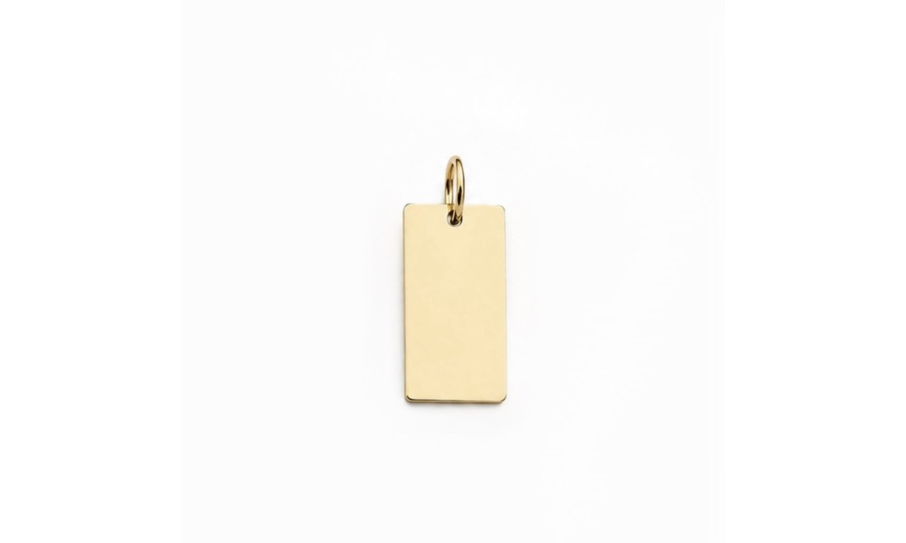 Pingente Plaquinha Retangular Personalizada Banho de Ouro 18k.