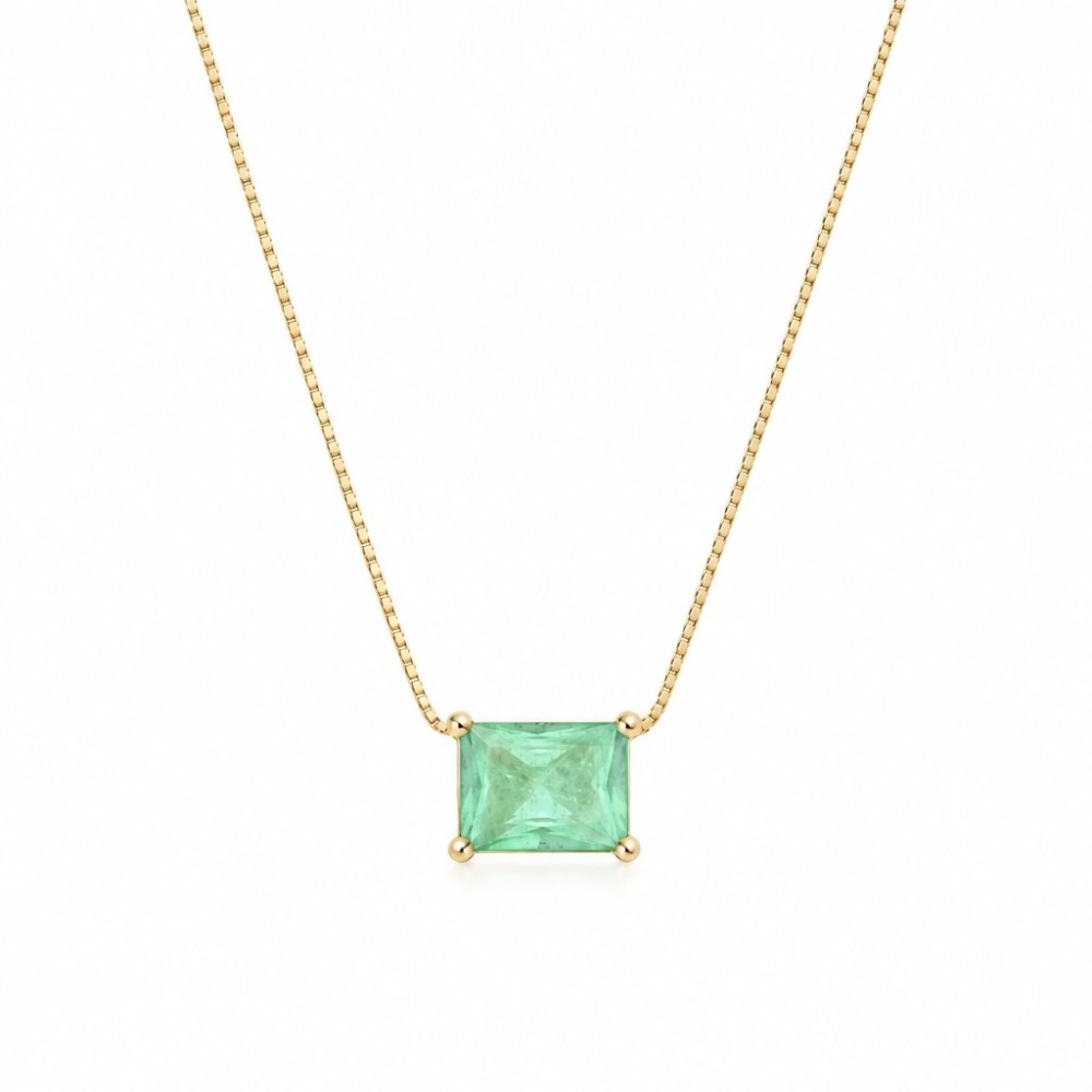 Colar Esmeralda Fusion Banho de Ouro 18k. Colar Esmeralda Fusion Banho de Ouro 18k.