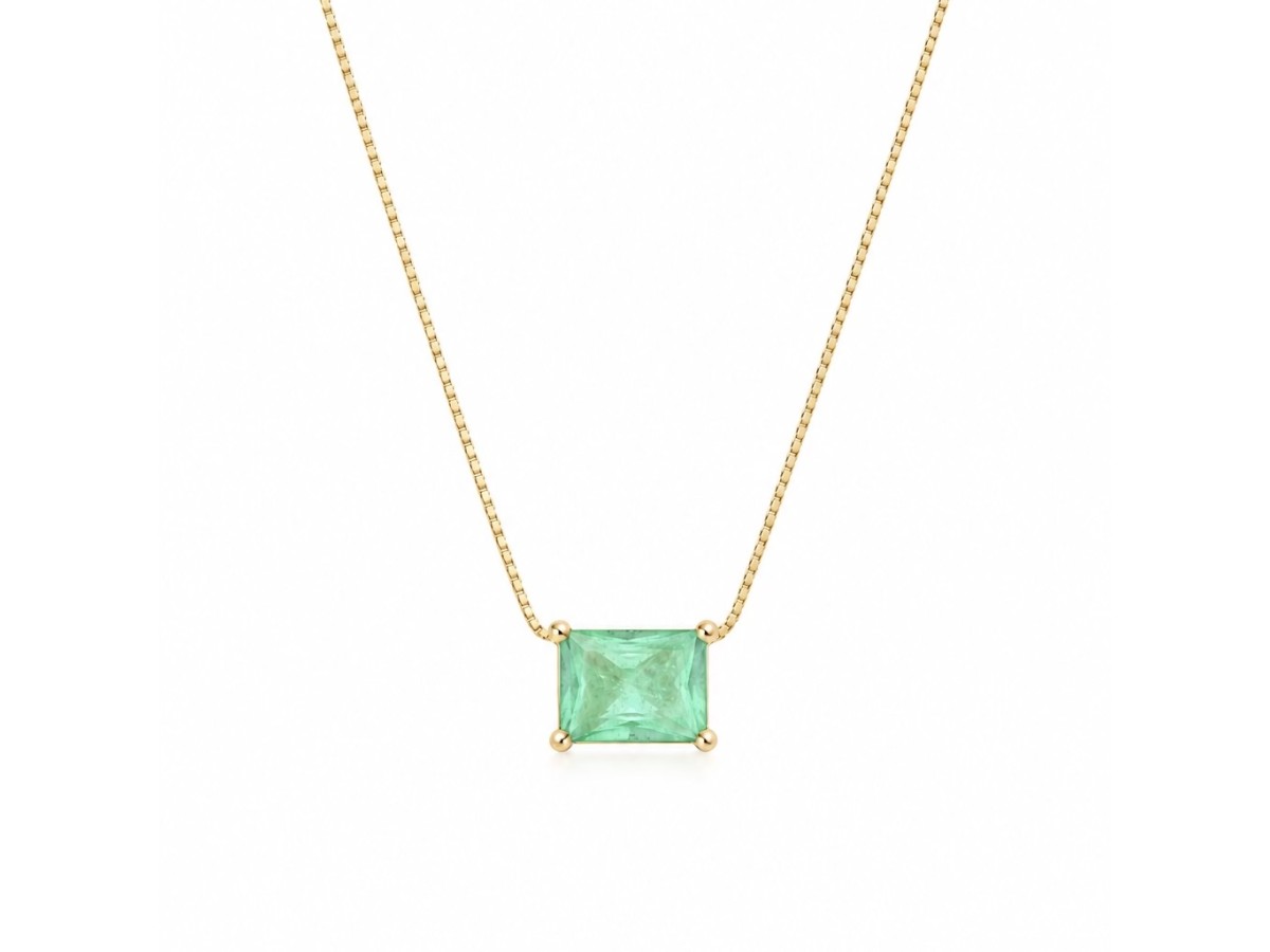 Colar Esmeralda Fusion Banho de Ouro 18k.