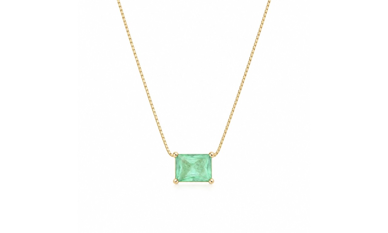 Colar Esmeralda Fusion Banho de Ouro 18k. Colar Esmeralda Fusion Banho de Ouro 18k.