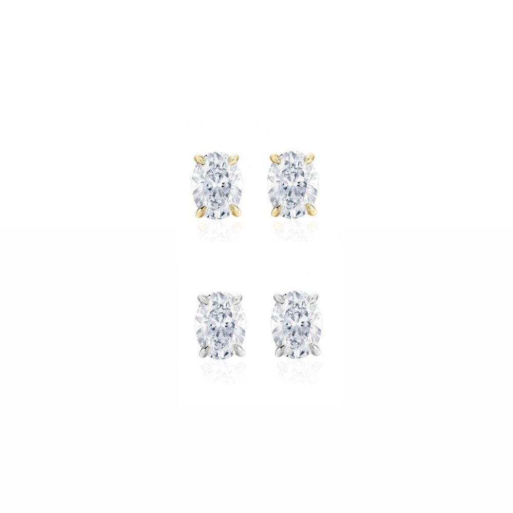 Brinco Mini Oval Cristal Banho de Ouro 18k ou Ródio Branco. Brinco Mini Oval Cristal Banho de Ouro 18k ou Ródio Branco.