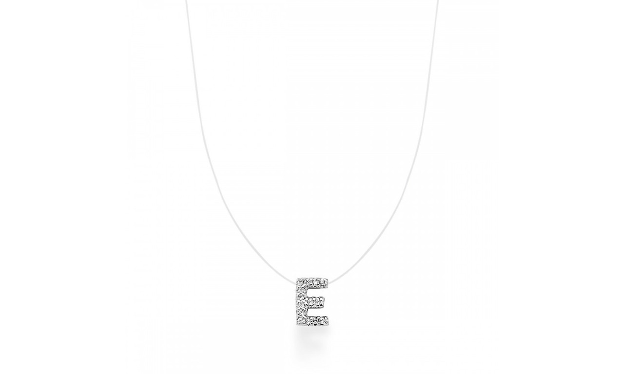 Colar Inicial Micro Cravação Nylon Ródio Branco.
