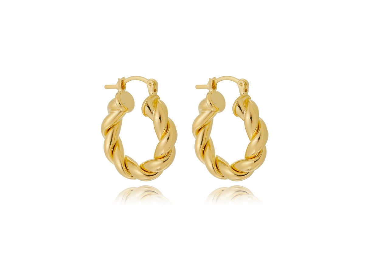 Brinco Argola Torcida Banho de Ouro 18k