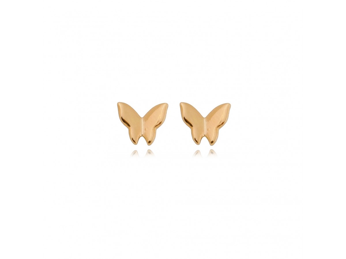 Brinco Mini Borboleta 3D Banho de Ouro 18k.