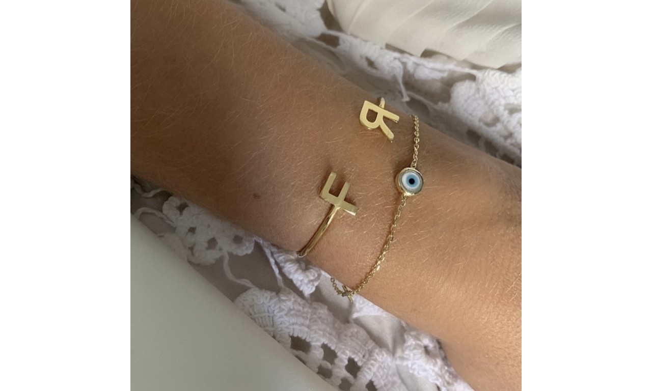 Pulseira Olho Grego P Banho de Ouro 18k.