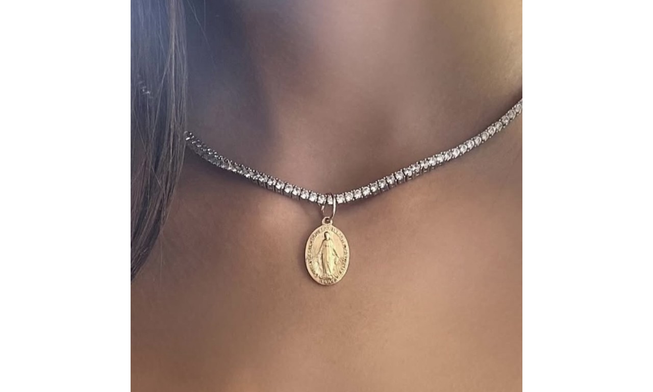 Pingente Medalha Nossa Senhora das Graças Banho de Ouro 18k.