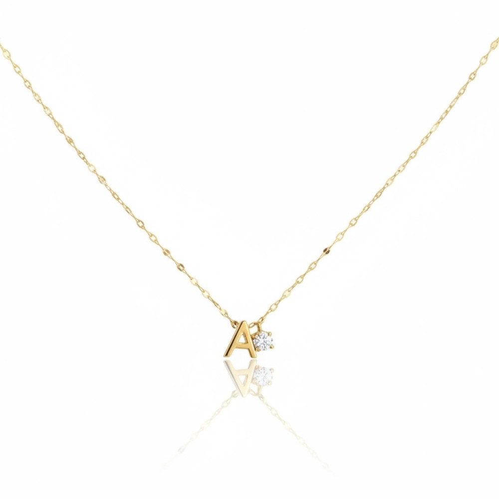Colar Inicial Ponto de Luz Cristal Banho de Ouro 18k. Colar Inicial Ponto de Luz Cristal Banho de Ouro 18k.