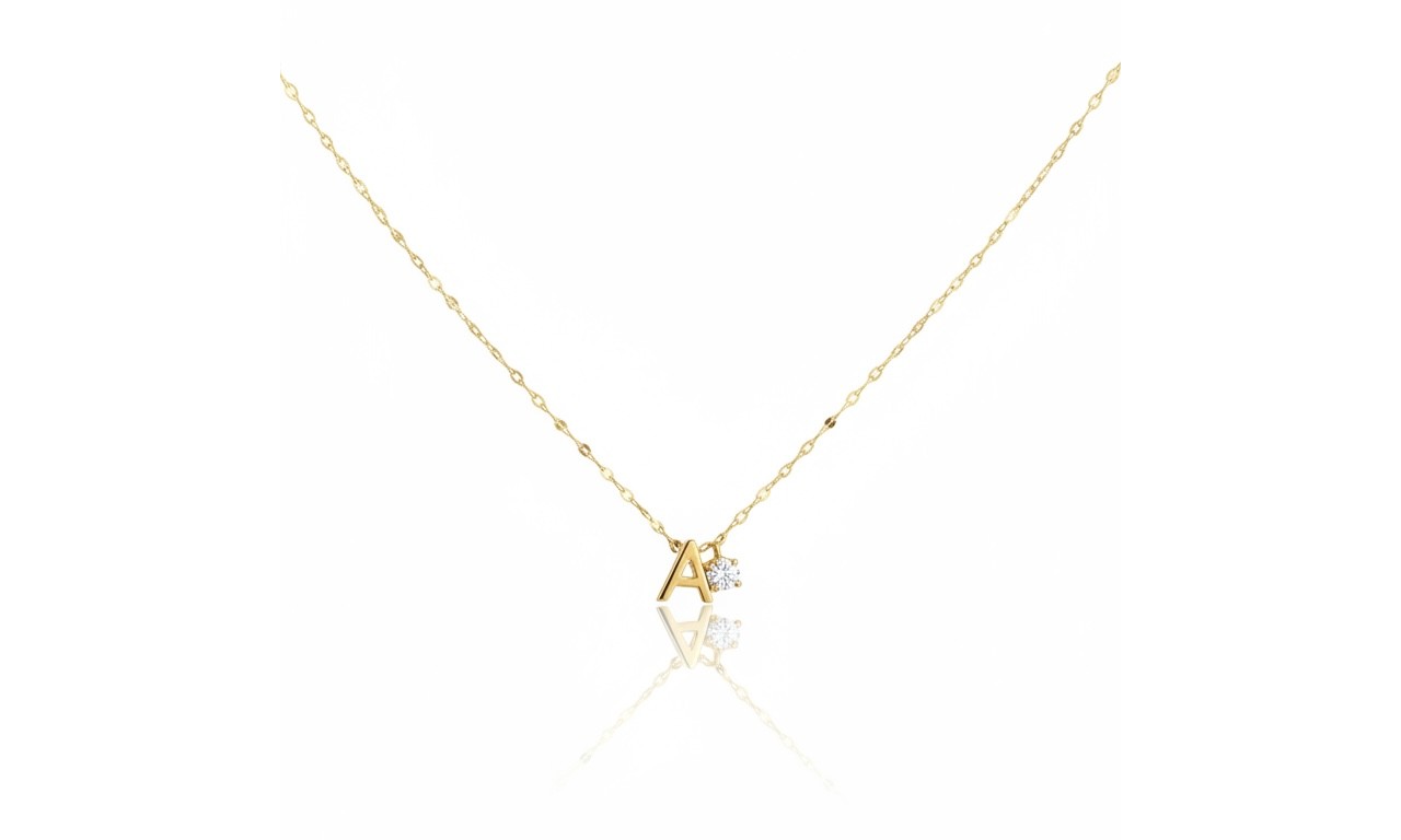 Colar Inicial Ponto de Luz Cristal Banho de Ouro 18k.