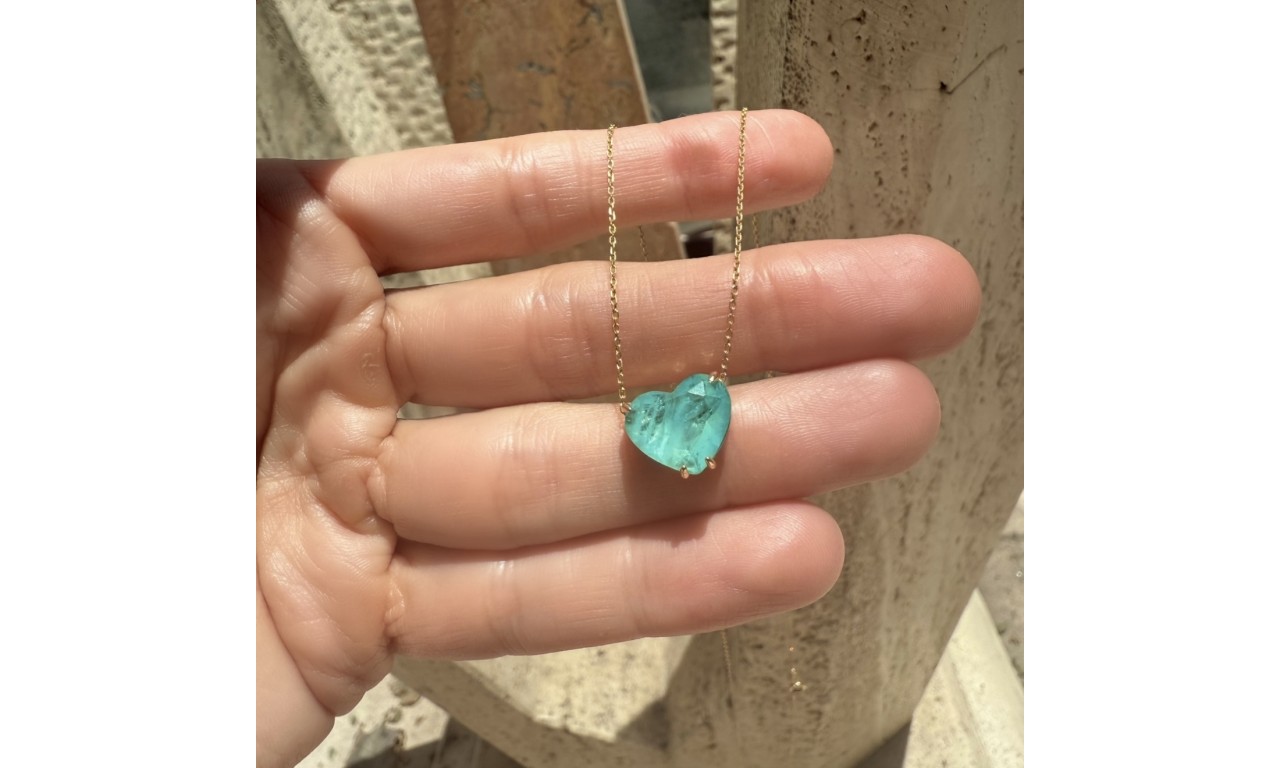 Colar Coração Turmalina Fusion Fusion Banho de Ouro 18k.