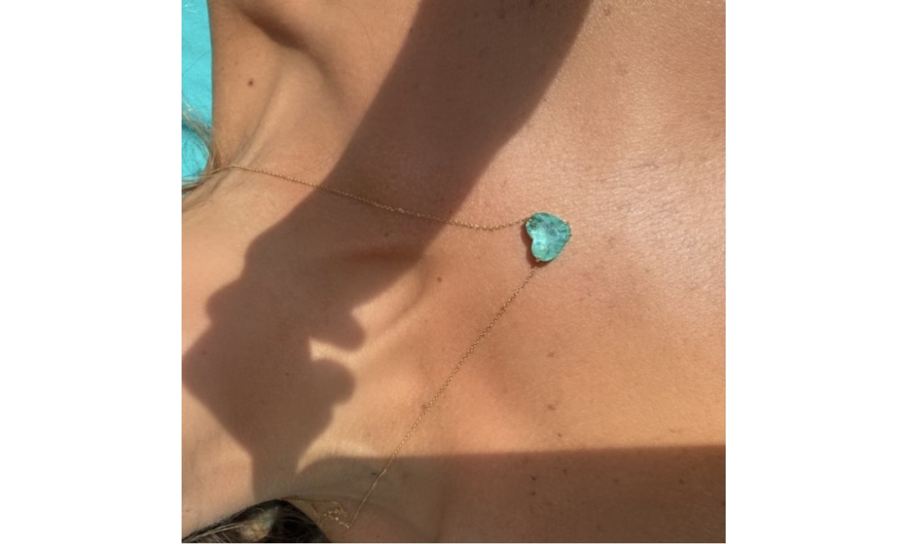 Colar Coração Turmalina Fusion Fusion Banho de Ouro 18k.