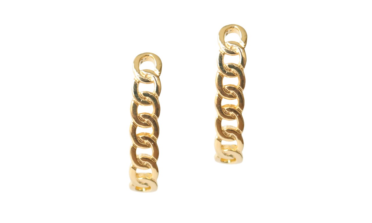 Brinco Ear Hook Elos Banho de Ouro 18k.