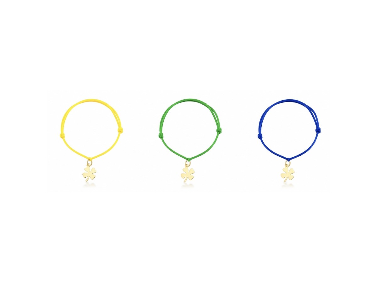 Pulseira Brasil Trevo kit 3 peças Banho de Ouro 18k.