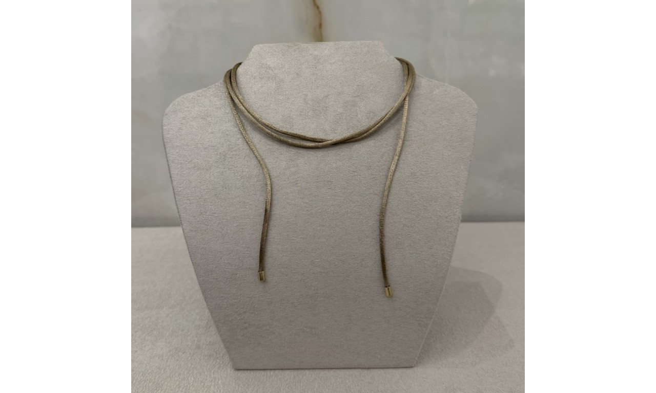 Colar ou Pulseira Fio de Seda Banho de Ouro 18k.